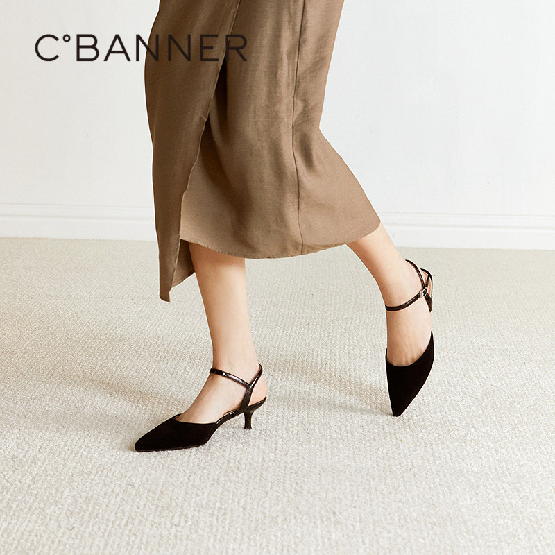 千百度豹纹细高跟时装凉鞋女2026夏季新款包头后空不累脚绝美凉鞋