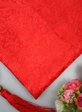 布料旗袍服装新娘红色丝绸缎