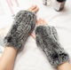真毛手套半指獭兔毛皮皮草袖 套护臂护腕冬天保暖加厚开车可爱