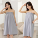 美容院专用纯棉浴裙抹胸薄款 浴袍汗蒸服浴衣浴巾可穿裹胸睡裙女款