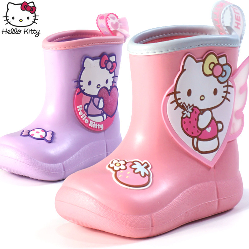正品Hellokitty凯蒂猫儿童雨鞋女童四季轻便防滑胶鞋宝宝水鞋通盈