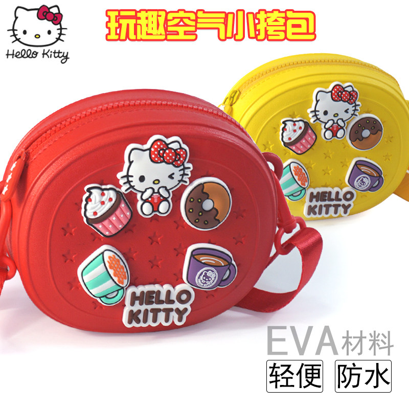 正品hellokitty凯蒂猫儿童小挎包女孩零钱包宝宝可爱卡通防水腰包