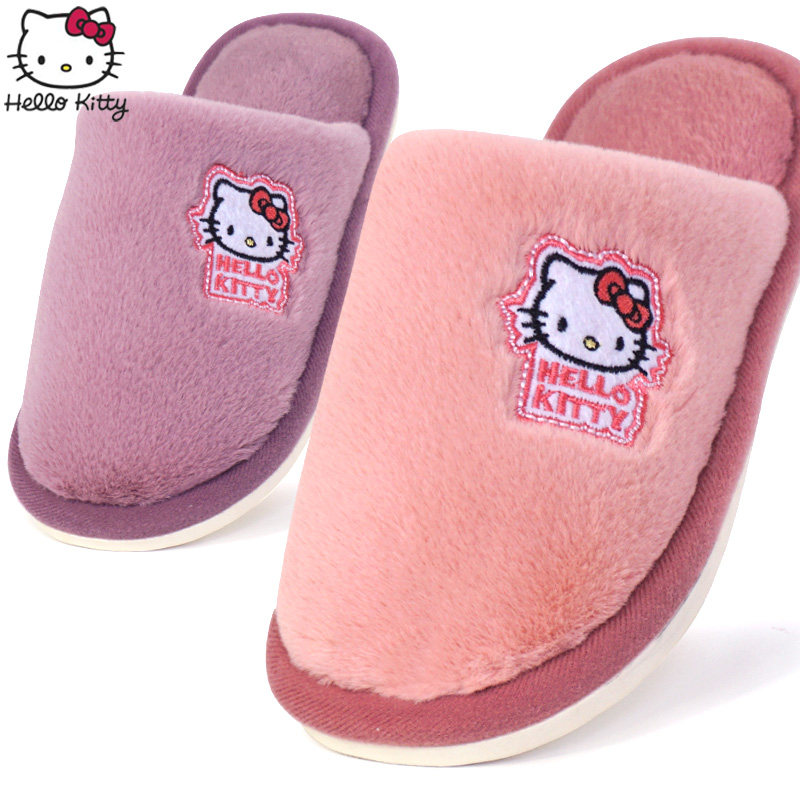 hellokitty棉拖鞋成人亲子女冬季室内凯帝猫防滑软底家居拖鞋通盈