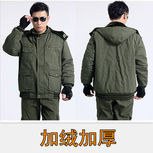 工作服棉衣男加绒加厚纯棉冬季保暖棉大衣电焊工地防寒服劳保棉袄