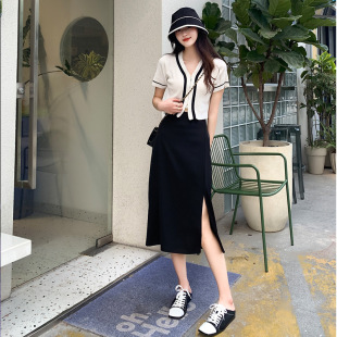 半身裙女夏季2023新款流行裙子高腰a字一步裙中长款侧开叉包臀裙