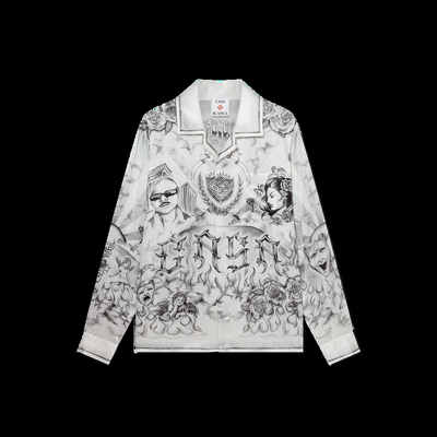 casablanca 25 刺青朋克 度假风丝休闲 夏威夷度假百搭长袖衬衫