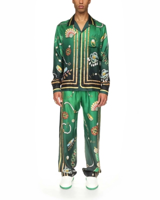 方领长袖西西里风印花