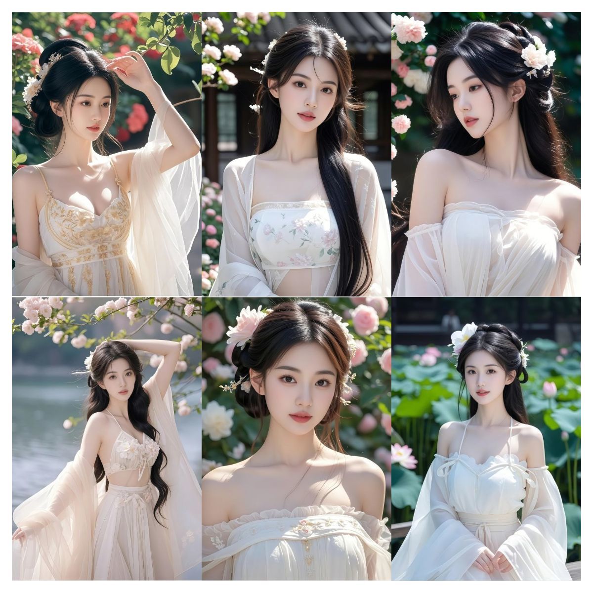 温婉丽质古风美女贴纸贴