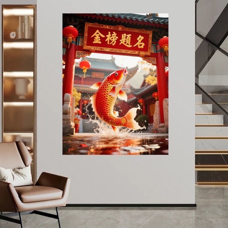 金榜题名鱼跃龙门自粘贴