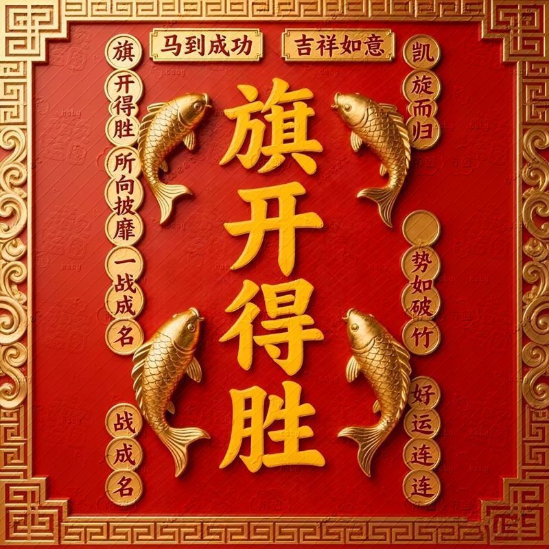 金榜题名旗开得胜贴纸中