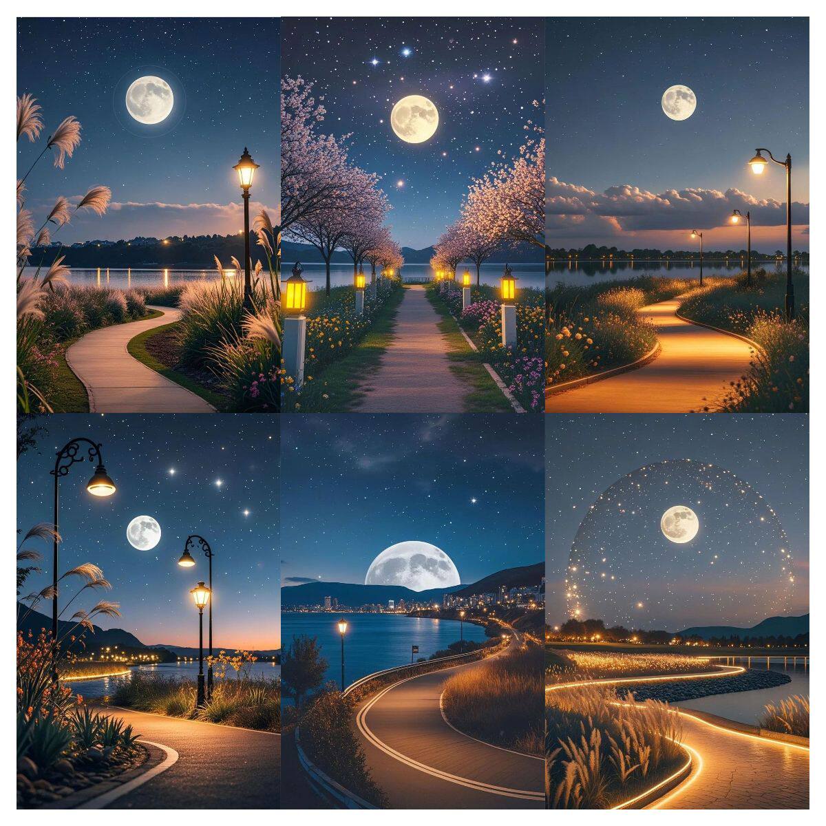 治愈系夜晚星星点点山水