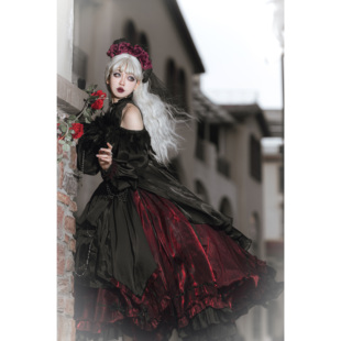 【售完展示】SF原创lolita后妈 优雅长裙 露肩挂脖衬衫