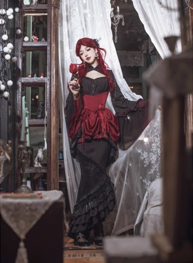 【现货页面】SF原创lolita后妈姊妹款 前短后长超美衬裙 哥特sk