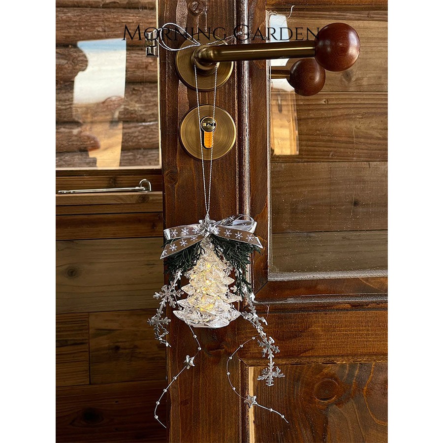 Morning Garden圣诞节氛围感进口永生花松柏叶水晶圣诞树车挂