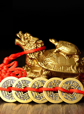 速发铜龙龟摆件龙礼龟小号居家摆件母子居龟兽家龙办公室送头工艺