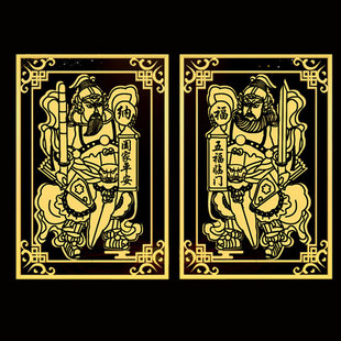 速发门神贴大门装饰画金属贴宝用入户大门口贴叔秦画家尉迟恭贴纸