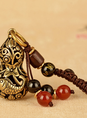 速发镂鱼个葫芦汽车扣挂件双空铜葫芦扣铜性创意小葫芦挂件