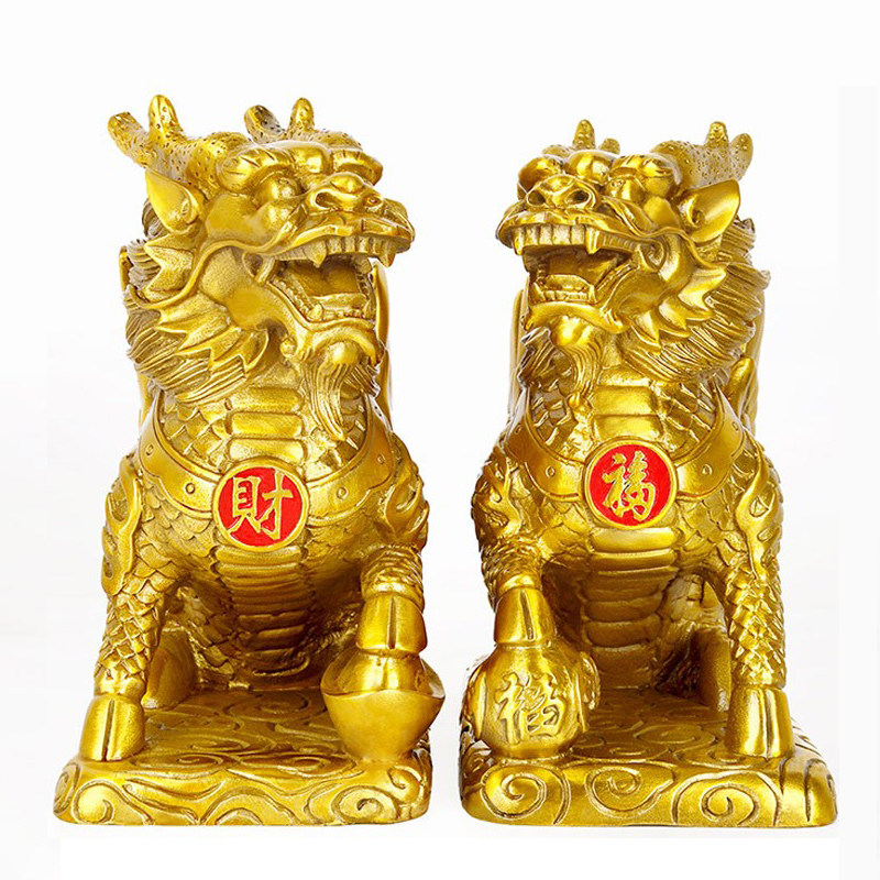 速发铜麒麟摆件幸对品一运红麒麟家居饰铜办公室装饰客厅工艺品摆