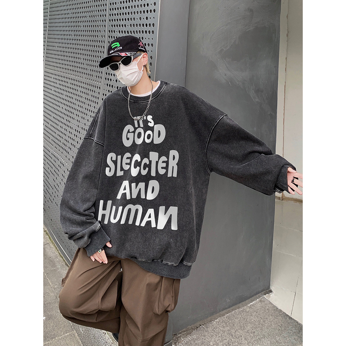 直播品质!秋冬重磅水洗做旧圆领卫衣XZ203-W624-P58,男装卫衣,星座203