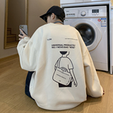 XZ203-W66加绒-P48冬装新品印花宽松圆领加厚长袖卫衣控价68，男装卫衣，星座203