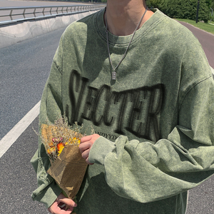 直播品质！秋装新品水洗做旧宽松印花长袖T恤 XZ203-CT215-P55.图片