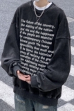 水洗做旧泰戈尔卫衣男春秋季宽松美式复古欧美潮牌大码玫红色上衣，男装卫衣，星座203