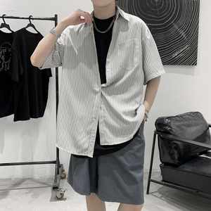 XZ203-CS06-P38  23夏新品条纹衬衫短袖.图片