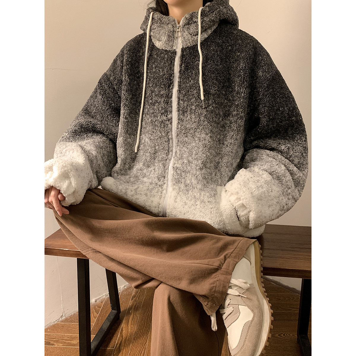 XZ203-YG01-P138冬装新品保暖渐变羊羔毛棉衣外套,女装棉衣/棉服,星座203