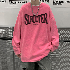 直播品质！秋装新品水洗做旧宽松印花长袖T恤 XZ203-CT215-P55.图片