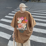 XZ203-SX246-P38夏季新品水洗做旧宽松印花短袖T恤.，男装T恤，星座203