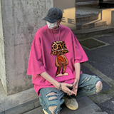 水洗做旧短袖t恤男夏季美式高街重磅260g宽松大码半袖青少年体恤，男装T恤，星座203