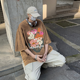 XZ203-SX246-P3823夏季新品水洗做旧宽松印花短袖T恤..，男装T恤，星座203