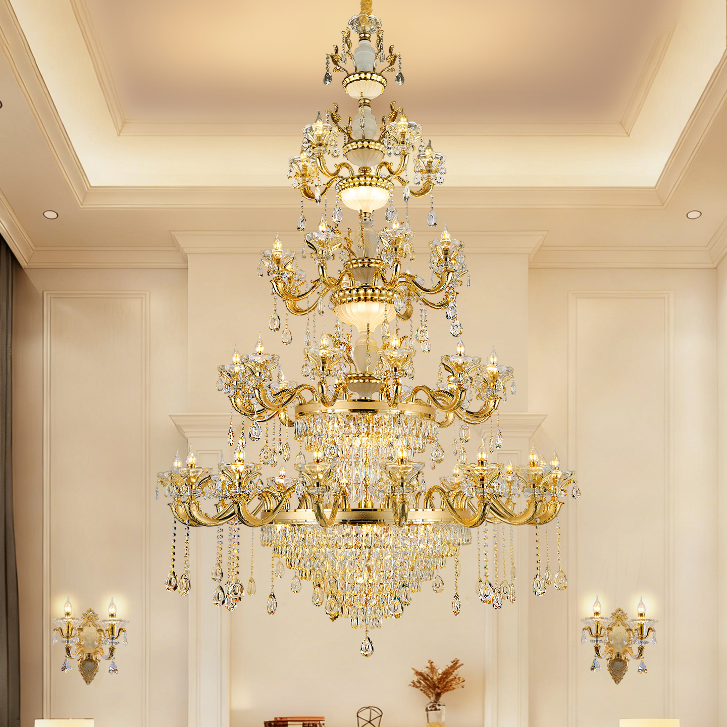 欧式水晶吊灯复式楼别墅客厅楼梯