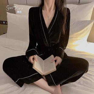 top pajamas Velvet front sexy simple slit open trousers
