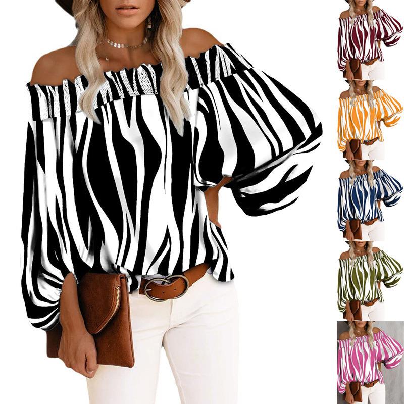 Striped sexy fashion one shoulder chiffon shirt for women