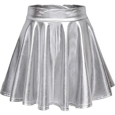 flared miniskirt for women glossy patent leather skirt