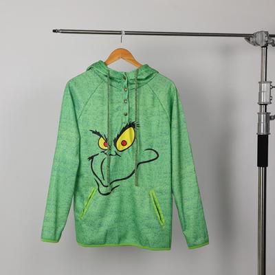 women for sweatshirt pocket sleeve long hooded Grinch tops