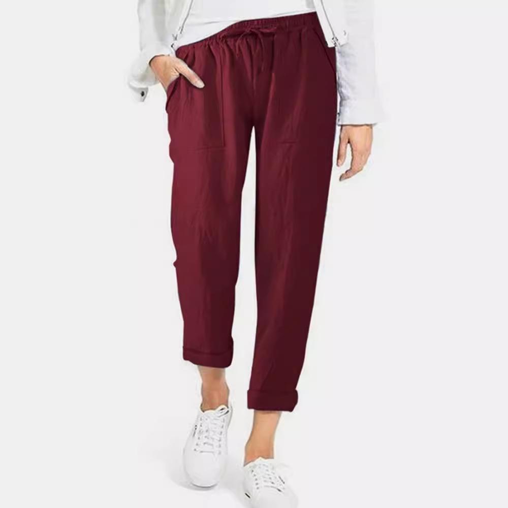 solid lacing color women waist fashion casual z pants