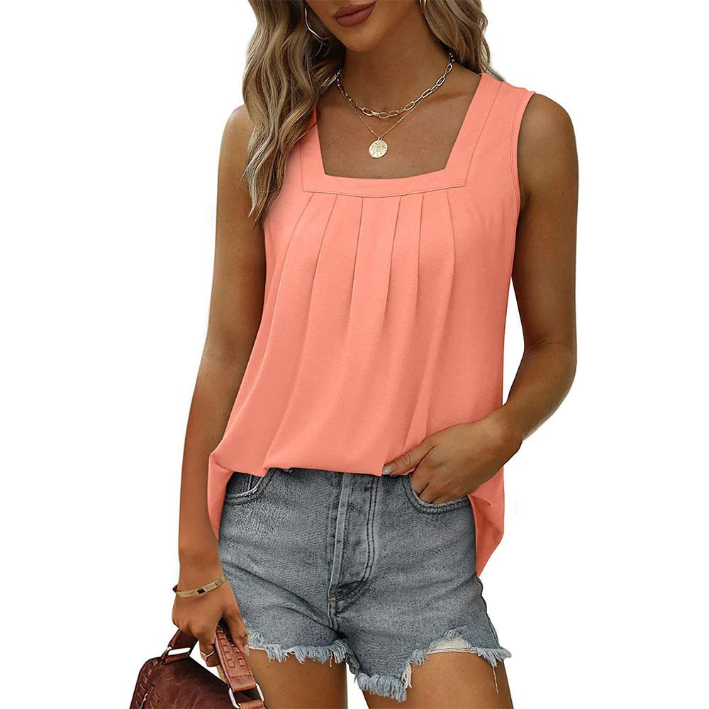 plus size spring summer womens fashion solid color pleated