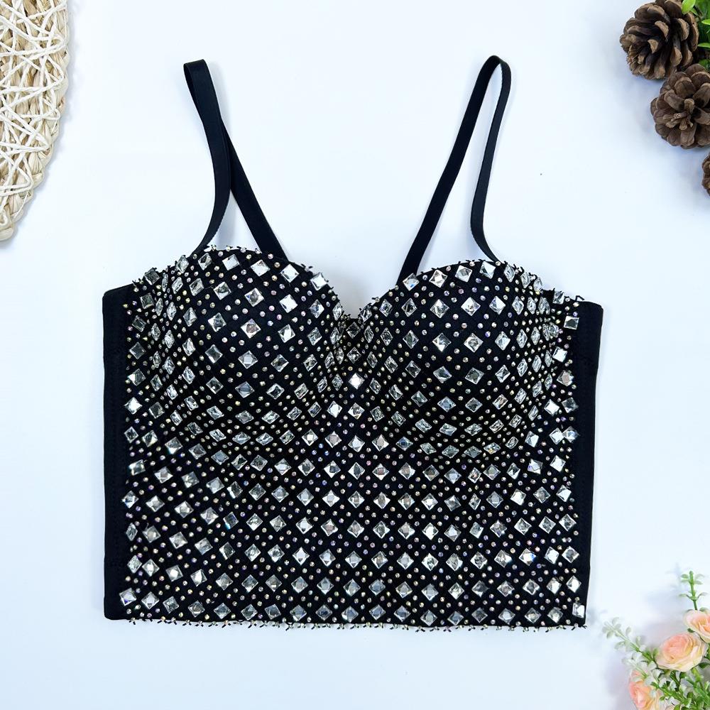 prevent tight wrap diamond top embroidery vest chest a as