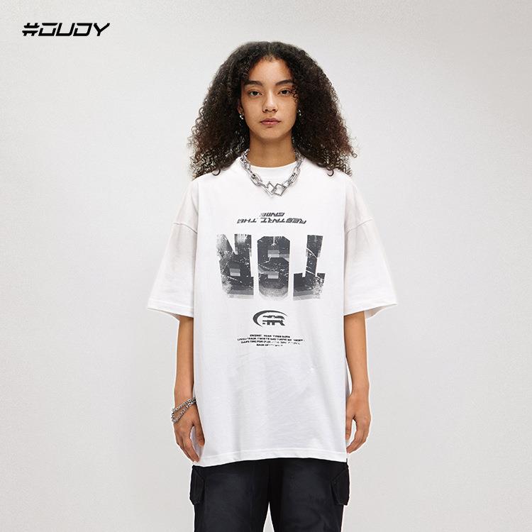 Street brand creative text inverted pattern loose trendy