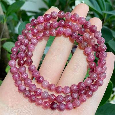 Natural red tourmaline three-circle bracelet and necklace