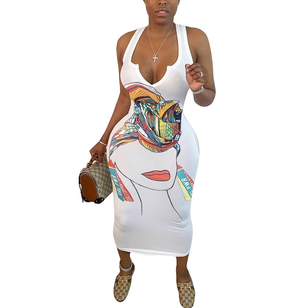 world long map sleeveless sundress dresses irregular size