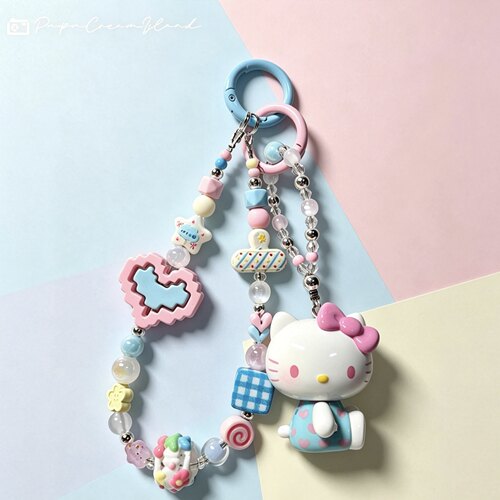 手机链 正版HelloKitty彩虹糖系列原创串珠包包挂件可爱潮玩手作