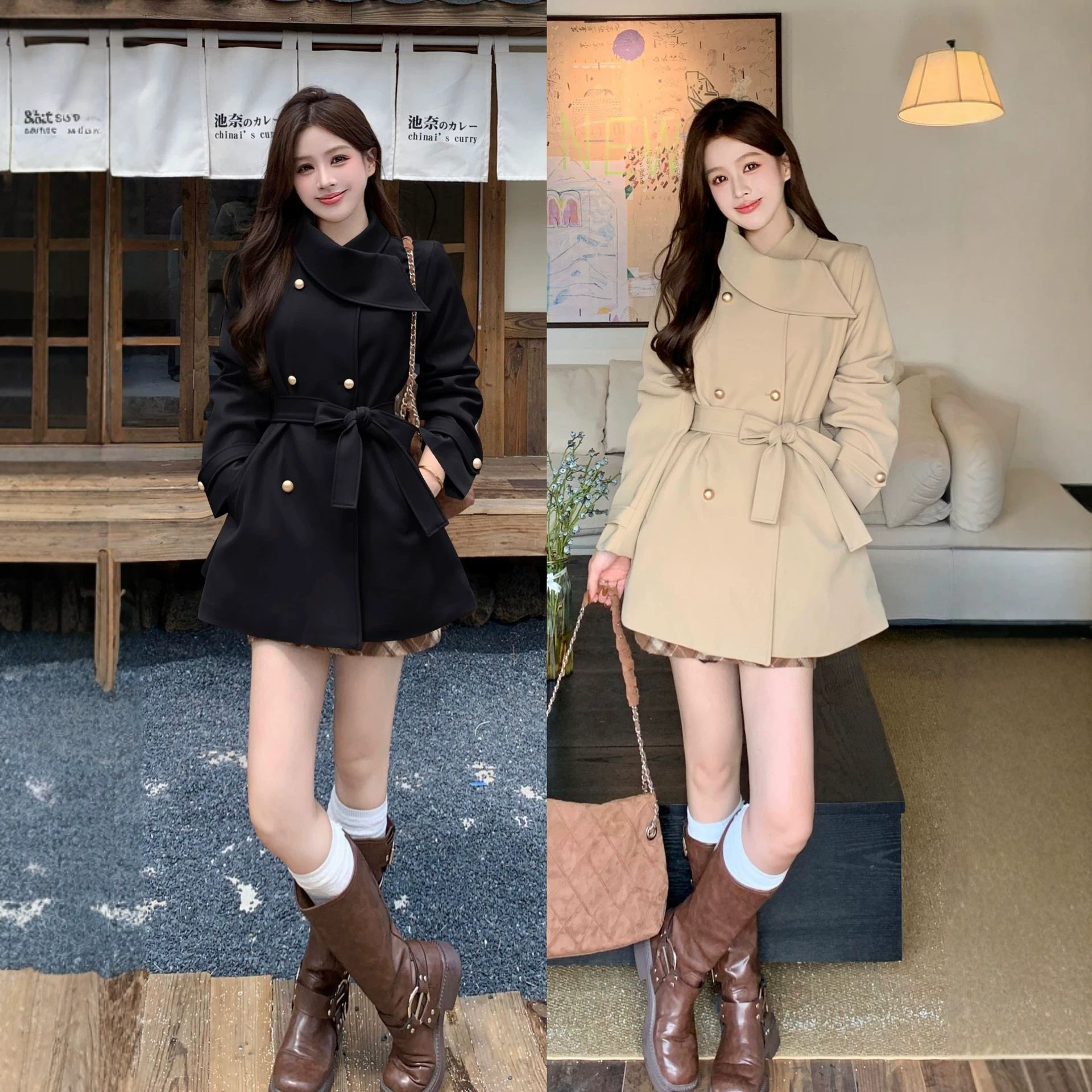 高智姐感英伦风双排扣风衣外套女秋季法式优雅知性系带收腰大衣潮
