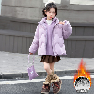 儿童冬季羽绒服2025新款初中生女孩外套冬装大童洋气时髦女童上衣