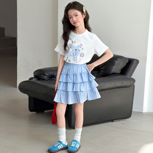 女童夏套装时髦裙子2026新款超火夏装儿童洋气夏天超好看两件套潮