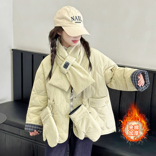 女童外套秋冬款2025新款儿童加厚深秋初冬二棉女大童夹棉薄款棉衣