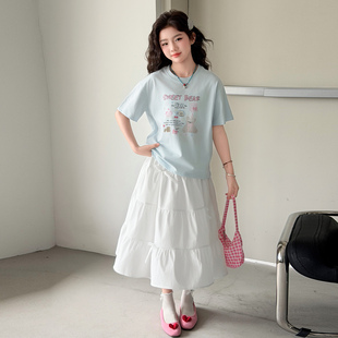 2026新款 女童夏装 短袖 套装 女孩T恤半身裙两件套洋气甜美风潮 夏季