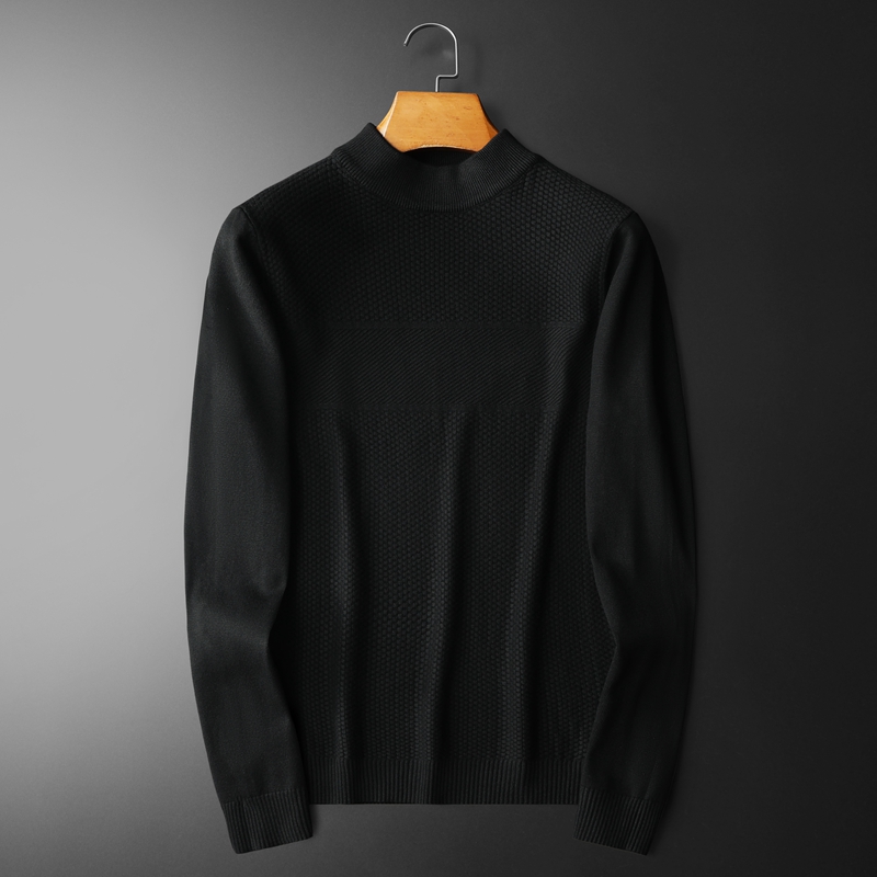 2023秋冬新品半高领提花羊毛针织衫打底QT3017-810-P85平铺黑,男装针织衫/毛衣,钱塘6009(原3017) 2023秋冬新品半高领提花羊毛针织衫打底QT3017-810-P85平铺黑,男装针织衫/毛衣,钱塘6009(原3017)